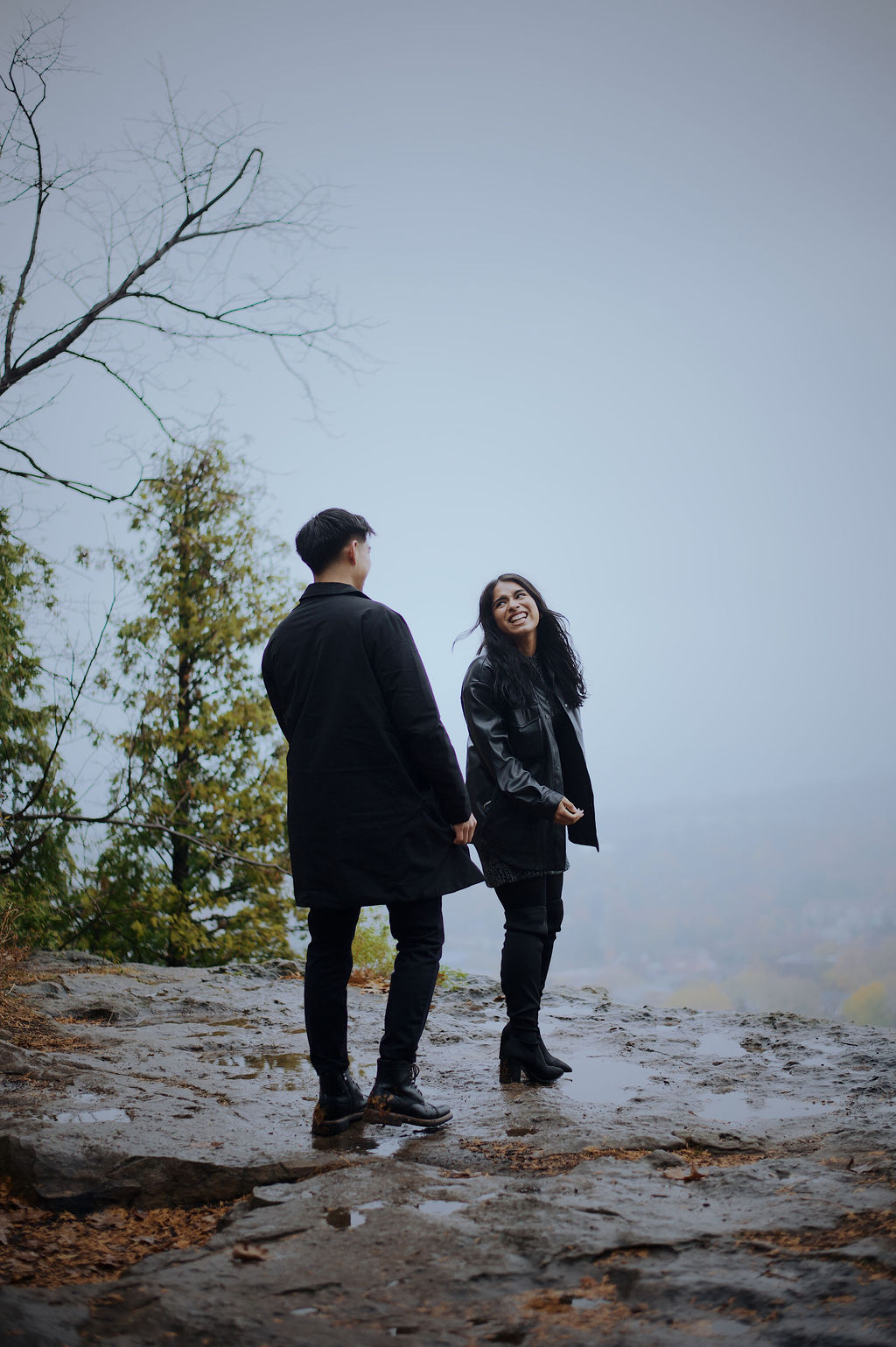 Couple among the bare trees