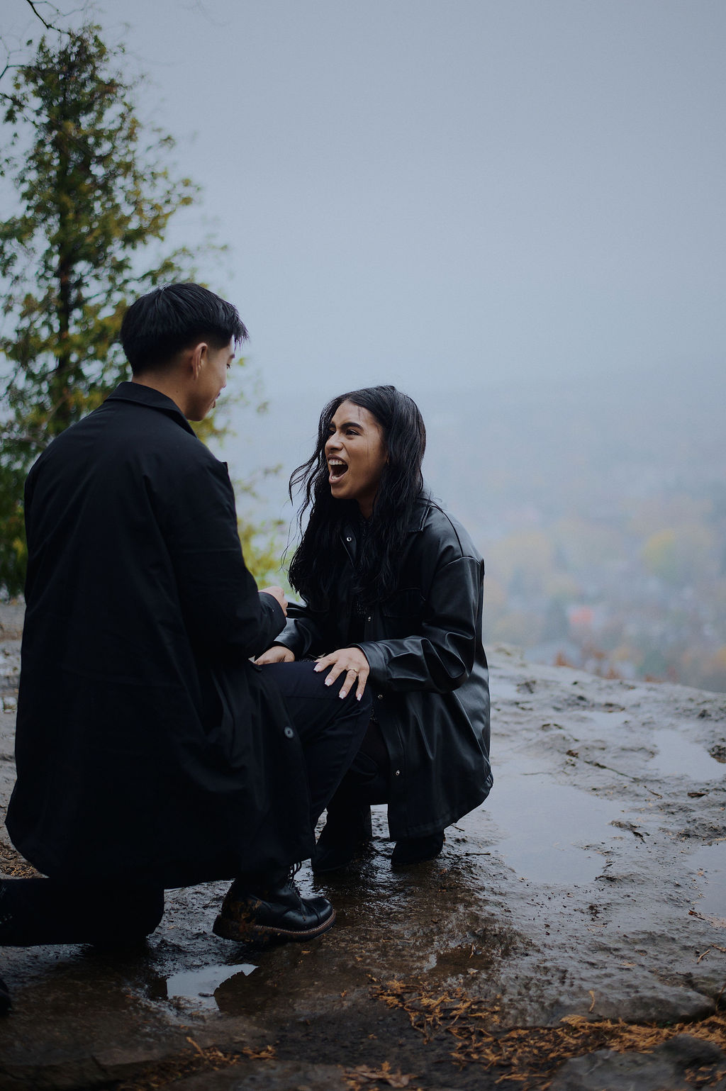 Walking the misty overlook together