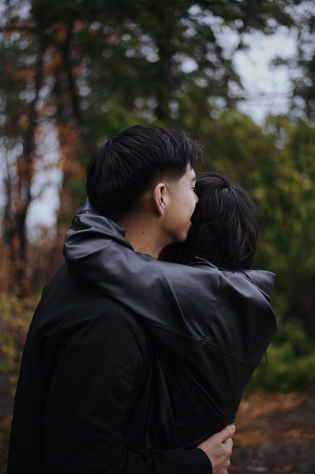 Tender embrace outdoors