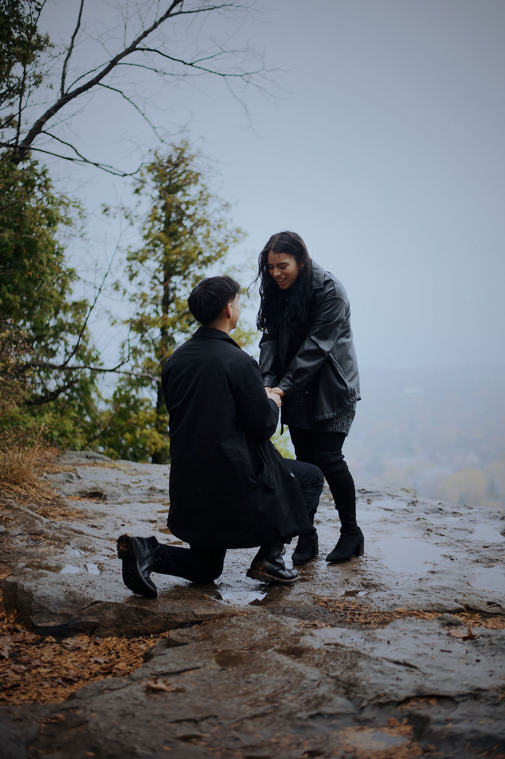 Proposal in the autumn woods